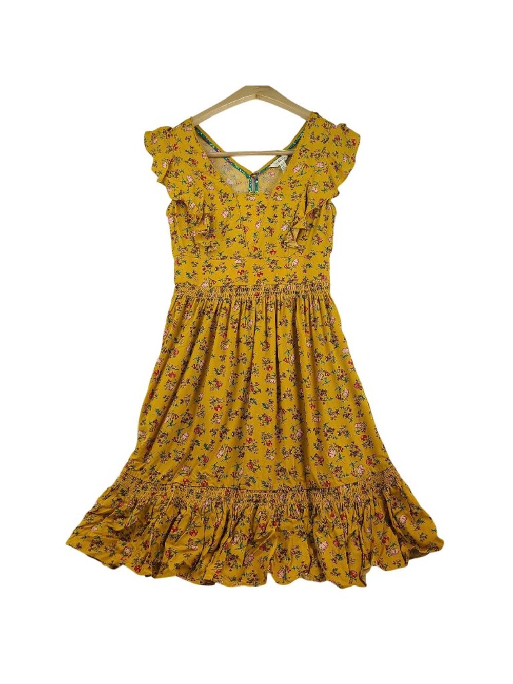 Matilda Jane Women's XS Gold Mustard Boho Summer Fantasy Dress Pockets